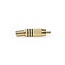 RCA-Connector | Recht | Male | Verguld | Soldeer | Diameter kabelinvoer: 7.0 mm | Metaal | Goud / Zwart | 10 Stuks | Polybag
