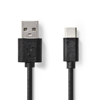 Nedis USB-Kabel | USB 2.0 | USB-A Male | USB-C™ Male | 2.5 W | 480 Mbps | Vernikkeld | 1.00 m | Rond | PVC | Zwart | Label