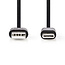 USB-Kabel | USB 2.0 | USB-A Male | USB-C™ Male | 2.5 W | 480 Mbps | Vernikkeld | 1.00 m | Rond | PVC | Zwart | Label