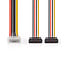 Interne Voedingskabel | Molex Male | 2x SATA 15-Pins Female | Verguld | 0.15 m | Rond | PVC | Multicolour | Doos