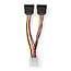 Interne Voedingskabel | Molex Male | 2x SATA 15-Pins Female | Verguld | 0.15 m | Rond | PVC | Multicolour | Doos