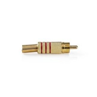 Nedis RCA-Connector | Recht | Male | Verguld | Soldeer | Diameter kabelinvoer: 7.0 mm | Metaal | Goud / Rood | 10 Stuks | Envelop