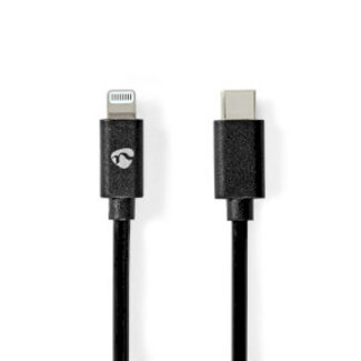 Nedis Lightning Kabel | USB 2.0 | Apple Lightning 8-Pins | USB-C™ Male | 480 Mbps | Vernikkeld | 2.00 m | Rond | PVC | Zwart | Envelop
