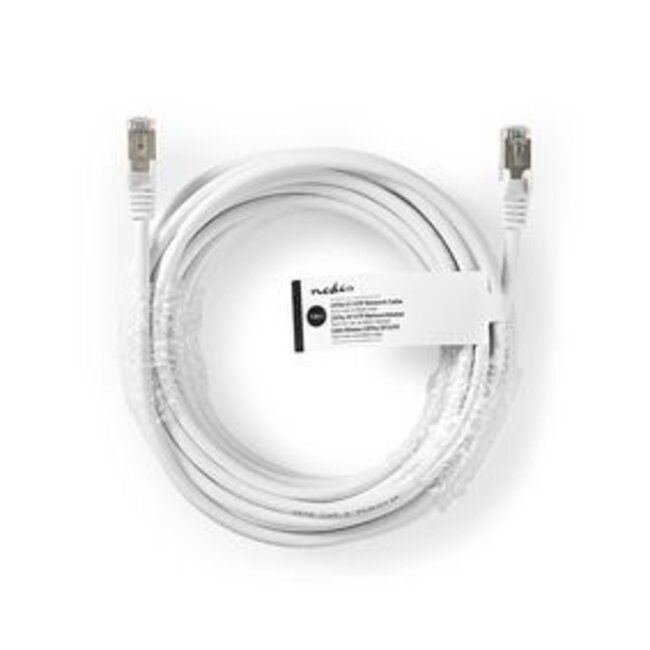 CAT6a netwerkkabel | SF/UTP | RJ45 Male | RJ45 Male | 7.50 m | Rond | PVC | Wit | Label