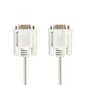 Seriële Kabel - D-SUB 9-Pins Male - D-SUB 9-Pins Male - Vernikkeld - 2.00 m - Rond - PVC - Ivoor - Label