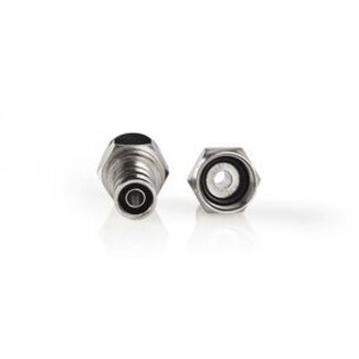 Nedis F-Connector | Recht | Male | Vernikkeld | 75 Ohm | Krimp | Diameter kabelinvoer: 5.5 mm | Koper | Zilver | 2 Stuks | Window Box