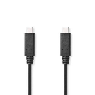 Nedis USB-Kabel | USB 3.2 Gen 2x2 | USB-C™ Male | USB-C™ Male | 240 W | 8K@30Hz | 10 Gbps | Vernikkeld | 1.00 m | Rond | PVC | Zwart | Label