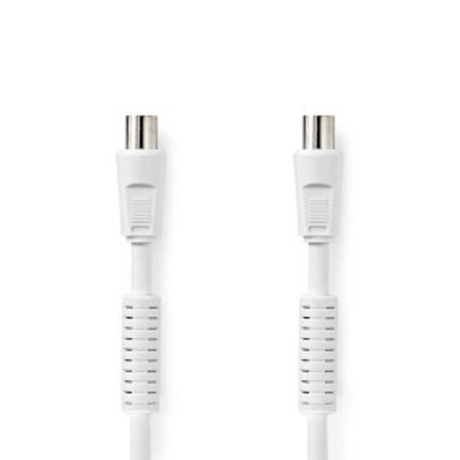 Coaxkabel | IEC (Coax) Male | IEC (Coax) Female | Vernikkeld | 120 dB | 75 Ohm | Viervoudig Afgeschermd | 1.50 m | Rond | PVC | Wit | Label