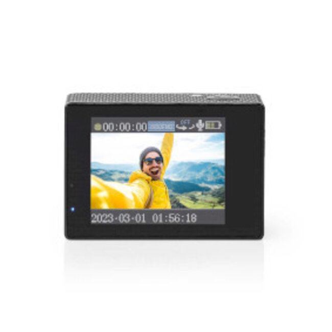 Action Cam | Enkel Scherm | 1080p@30fps | 12 MPixel | Waterbestendig tot: 30.0 m | 90 min | Wi-Fi | App beschikbaar voor: Android™ / IOS | Mounts inbegrepen | Zwart