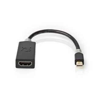 Nedis Mini DisplayPort-Kabel | DisplayPort 1.4 | Mini-DisplayPort Male | HDMI™ Output | 48 Gbps | Verguld | 0.20 m | Rond | PVC | Antraciet | Polybag