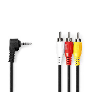 Nedis Audio-Videokabel | 3,5 mm Male | 3x RCA Male | Vernikkeld | 1.00 m | Rond | PVC | Zwart