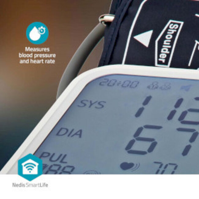 SmartLife Bloeddrukmeter | Arm | Bluetooth® | LCD-Scherm | 22 - 42 cm | Aanduiding van stil houden / Detectie van onregelmatige hartslag / Detectie voor het dragen van armband | Wit