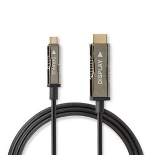 Actieve Optische USB-Kabel | USB-C™ Male | HDMI™ Connector | 18 Gbps | 30.0 m | Rond | PVC | Zwart | Gift Box