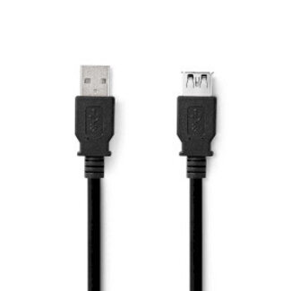 Nedis USB-Kabel | USB 3.2 Gen 1 | USB-A Male | USB-A Female | 5 Gbps | Vernikkeld | 2.00 m | Rond | PVC | Zwart | Label