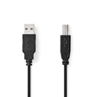 Nedis USB-Kabel | USB 2.0 | USB-A Male | USB-B Male | 480 Mbps | Vernikkeld | 2.00 m | Rond | PVC | Zwart | Doos