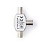 Satelliet- en Antenne-Adapter | 2x Coax Male | IEC (Coax) Female | Vernikkeld | 75 Ohm | T-Splitter | Metaal | Zilver | 1 Stuks | Doos