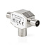 Satelliet- en Antenne-Adapter | 2x Coax Male | IEC (Coax) Female | Vernikkeld | 75 Ohm | T-Splitter | Metaal | Zilver | 1 Stuks | Doos