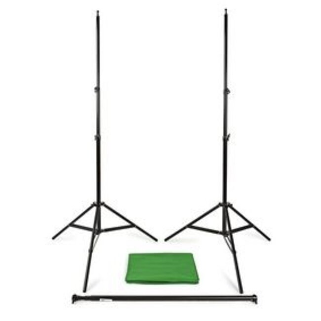 Set Achtergronddoeken voor Fotostudio | 1,90 x 2,95 m | Inclusief reistas | Statieven inbegrepen | Zwart | 1 Stuks