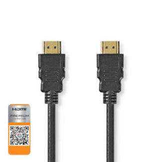 Nedis Premium High Speed ​​HDMI™-Kabel met Ethernet | HDMI™ Connector | HDMI™ Connector | 4K@60Hz | 18 Gbps | 1.50 m | Rond | PVC | Zwart | Label