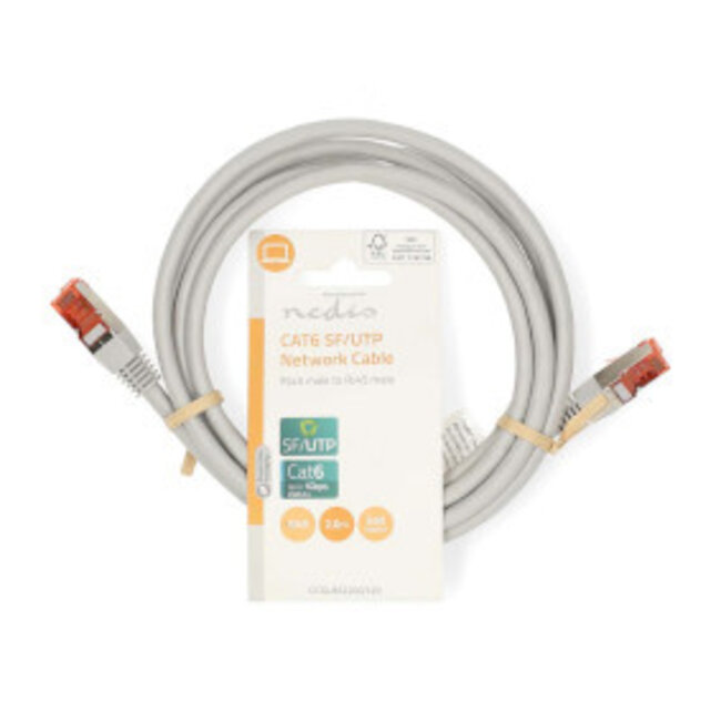 CAT6 Netwerkkabel | RJ45 Male | RJ45 Male | SF/UTP | 2.00 m | Rond | PVC | Grijs | Label