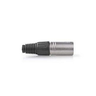 Nedis XLR-Connector | Recht | Male | Vernikkeld | Beschermingshoes | Diameter kabelinvoer: 7.0 mm | Metaal | Zilver | 10 Stuks | Polybag