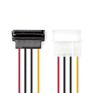 Nedis Interne Voedingskabel | Molex Male | SATA 15-Pins Female | Verguld | 0.15 m | Rond | PVC | Multicolour | Envelop