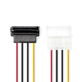 Interne Voedingskabel | Molex Male | SATA 15-Pins Female | Verguld | 0.15 m | Rond | PVC | Multicolour | Polybag