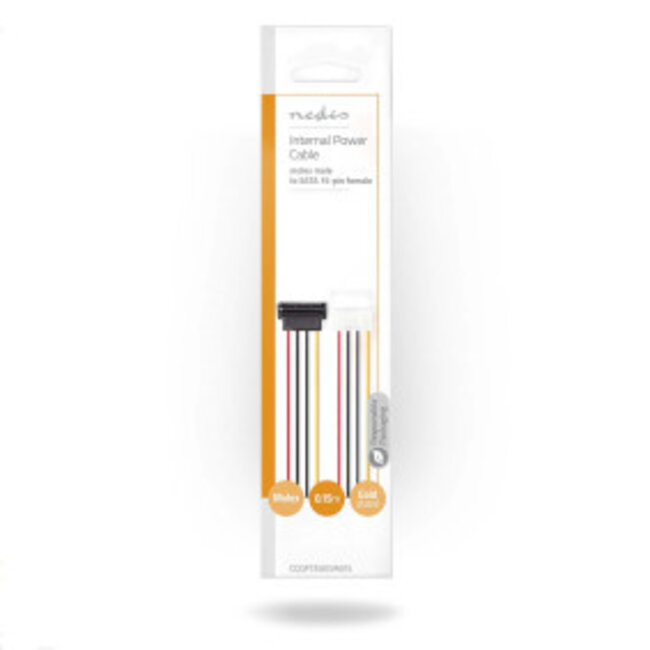 Interne Voedingskabel | Molex Male | SATA 15-Pins Female | Verguld | 0.15 m | Rond | PVC | Multicolour | Envelop