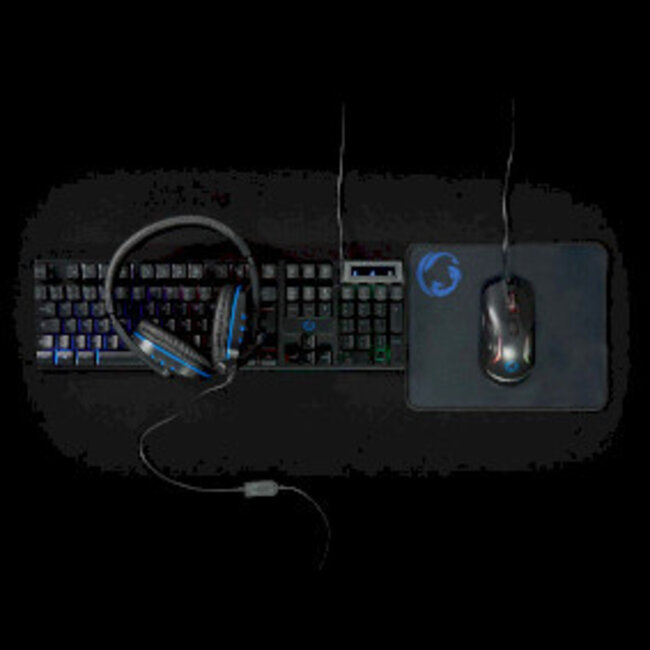 Gaming Combo Kit | 5-in-1 | Toetsenbord, Koptelefoon, Muis en Muismat | Zwart | AZERTY | Frans
