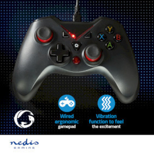 Gamepad | USB Type-A | USB Gevoed | PC | Aantal knoppen: 12 | Kabellengte: 1.60 m | Zwart