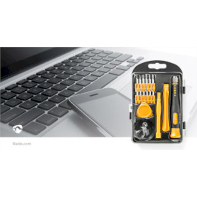 Phone/tablet repair set | 17-in-1 | PC / Smartphone / Tablet | Philips bits | Gleuf bits | Pentalobe bits | Tri-wing bits