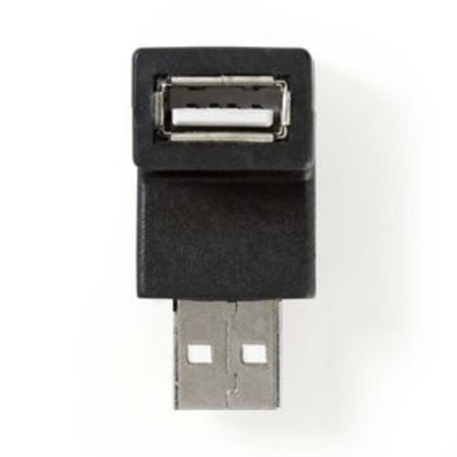 USB-A Adapter | USB 2.0 | USB-A Male | USB-A Female | 480 Mbps | Rond | Vernikkeld | PVC | Zwart | Doos