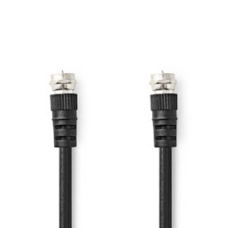 Nedis Satelliet- en Antennekabel | F-Male | F-Male | Vernikkeld | 75 Ohm | Dubbel Afgeschermd | 1.50 m | Rond | PVC | Zwart | Label