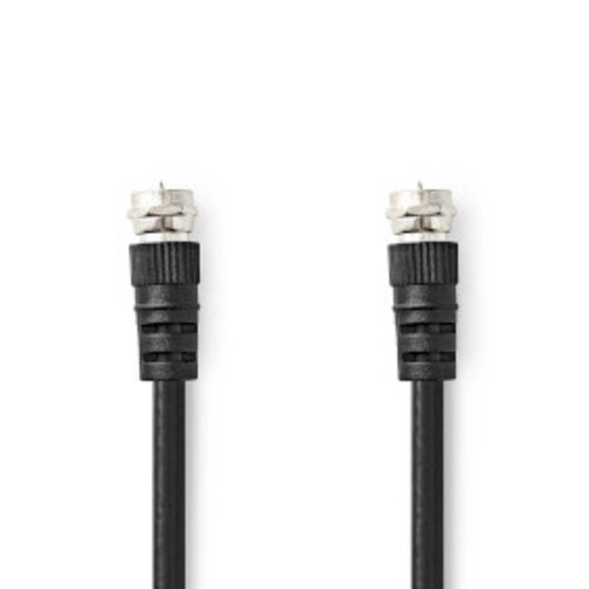 Satelliet- en Antennekabel | F-Male | F-Male | Vernikkeld | 75 Ohm | Dubbel Afgeschermd | 1.50 m | Rond | PVC | Zwart | Label