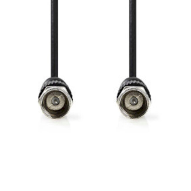 Satelliet- en Antennekabel | F-Male | F-Male | Vernikkeld | 75 Ohm | Dubbel Afgeschermd | 1.50 m | Rond | PVC | Zwart | Label