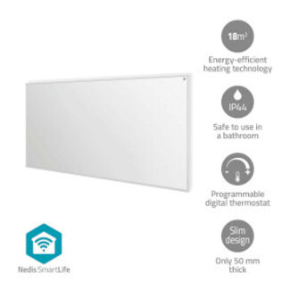 Nedis SmartLife Infrarood verwarmingspaneel | 700 W | 1 Warmte Stand | Instelbare thermostaat | Afstandsbediening | IP44 | Wit