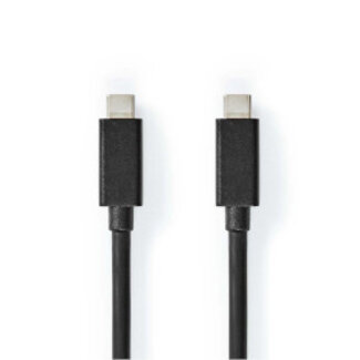 Nedis USB-Kabel | USB 3.2 Gen 2x2 | USB-C™ Male | USB-C™ Male | 100 W | 4K@60Hz | 20 Gbps | Vernikkeld | 1.00 m | Rond | PVC | Zwart | Label
