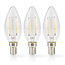 LED-Filamentlamp E14 | Kaars | 4.5 W | 470 lm | 2700 K | Dimbaar | Warm Wit | Retrostijl | 3 Stuks | Doorzichtig