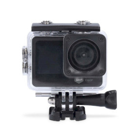 Action Cam - Dubbel scherm - 1080p@30fps - 12 MPixel - Waterbestendig tot: 30.0 m - 70 min - Wi-Fi - App beschikbaar voor: Android / IOS - Mounts inbegrepen - Zwart