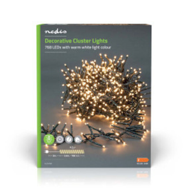 Kerstverlichting | Cluster | 768 LED's | Warm Wit | 5.60 m | Licht effecten: 7 | Binnen & Buiten | Netvoeding