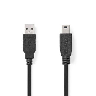 Nedis USB-Kabel | USB 2.0 | USB-A Male | USB Mini-B 5-Pins Male | 480 Mbps | Vernikkeld | 2.00 m | Rond | PVC | Zwart | Doos