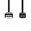 USB-Kabel | USB 2.0 | USB-A Male | USB Micro-B Male | 480 Mbps | Vernikkeld | 1.00 m | Plat | PVC | Zwart | Envelop
