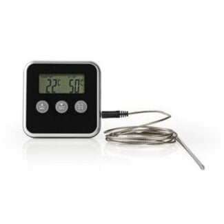 Nedis Vleesthermometer | Alarm / Timer | LCD-Scherm | 0 - 250 °C | Zilver / Zwart