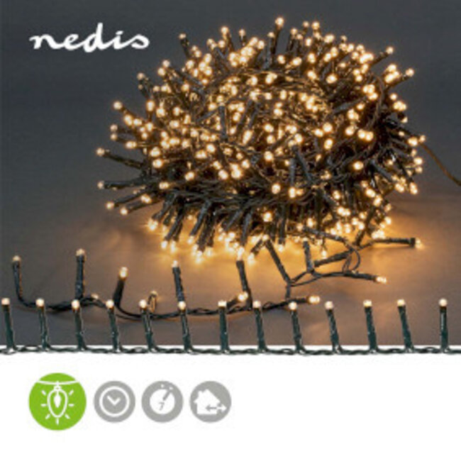 Kerstverlichting | Compacte cluster | 400 LED's | Warm Wit | 8.00 m | Licht effecten: 7 | Binnen & Buiten | Netvoeding