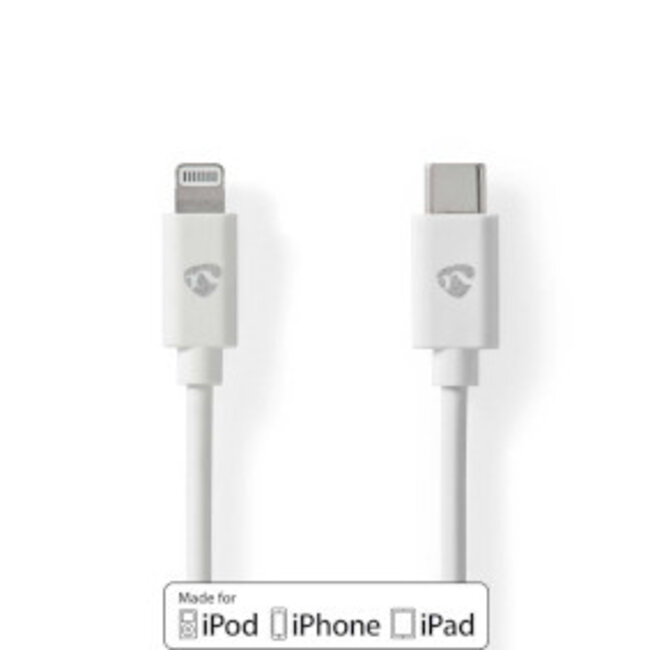 Lightning Kabel | USB 2.0 | Apple Lightning 8-Pins | USB-C™ Male | 480 Mbps | Vernikkeld | 2.00 m | Rond | PVC | Wit | Label