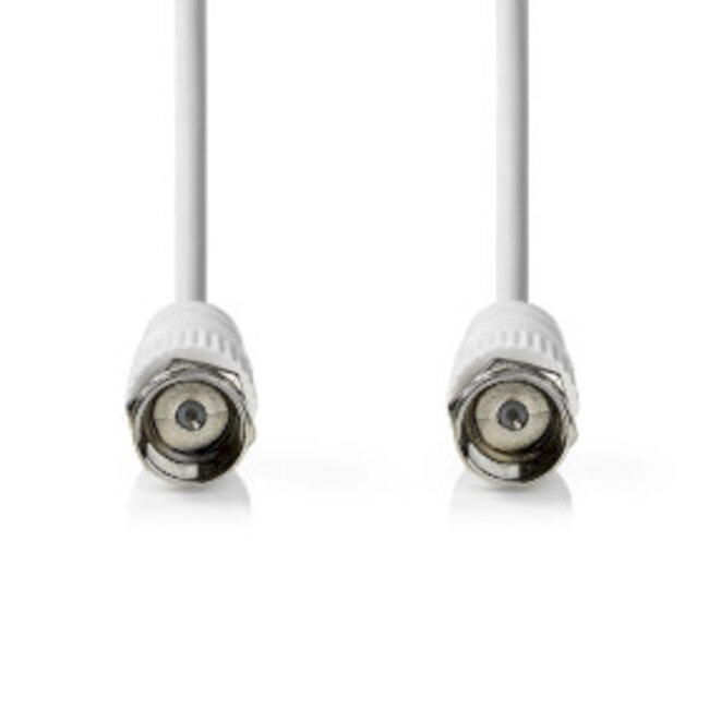 Satelliet- en Antennekabel | F-Male | F-Male | Vernikkeld | 75 Ohm | Dubbel Afgeschermd | 5.00 m | Rond | PVC | Wit | Label