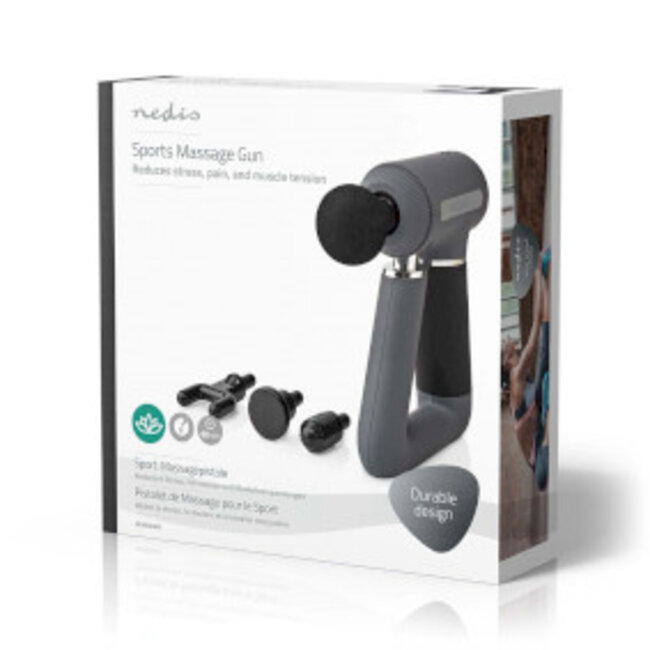 Sportmassagepistool | Batterij Gevoed | Ingebouwde Lithium-Ion | Oplaadbaar | 6 Massage Modes | USB-kabel | Grijs