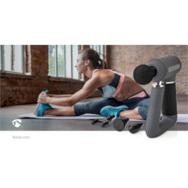 Sportmassagepistool | Batterij Gevoed | Ingebouwde Lithium-Ion | Oplaadbaar | 6 Massage Modes | USB-kabel | Grijs