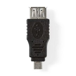 Nedis USB Micro-B Adapter | USB 2.0 | USB Micro-B Male | USB-A Female | 480 Mbps | Vernikkeld | PVC | Zwart | Blister