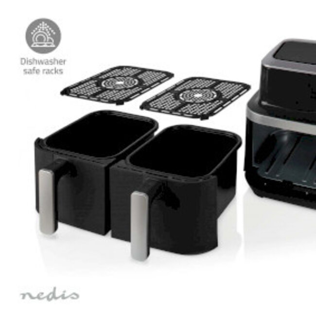 Dubbele Heteluchtfriteuse | 2x4.2 l | Tijdschakelaar: 60 min | Aantal vooraf ingestelde programma's: 10 | Digitaal | Zwart